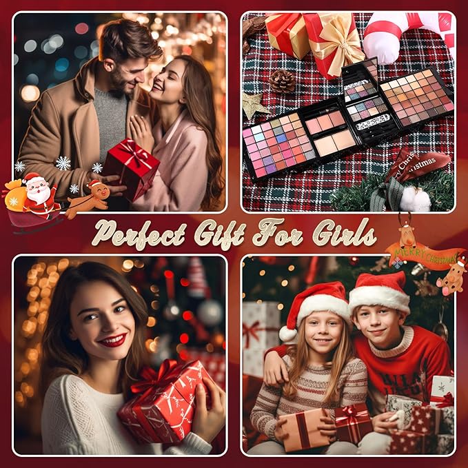 Makeup Sets For Teens Women Full Kits - All in One Gift Makeup Kits For Girls Make Up Set Included Eyeshadow, Blusher, Compact Powder, Eyeliner Pencil For Beginners (N)-VivaGrace Women