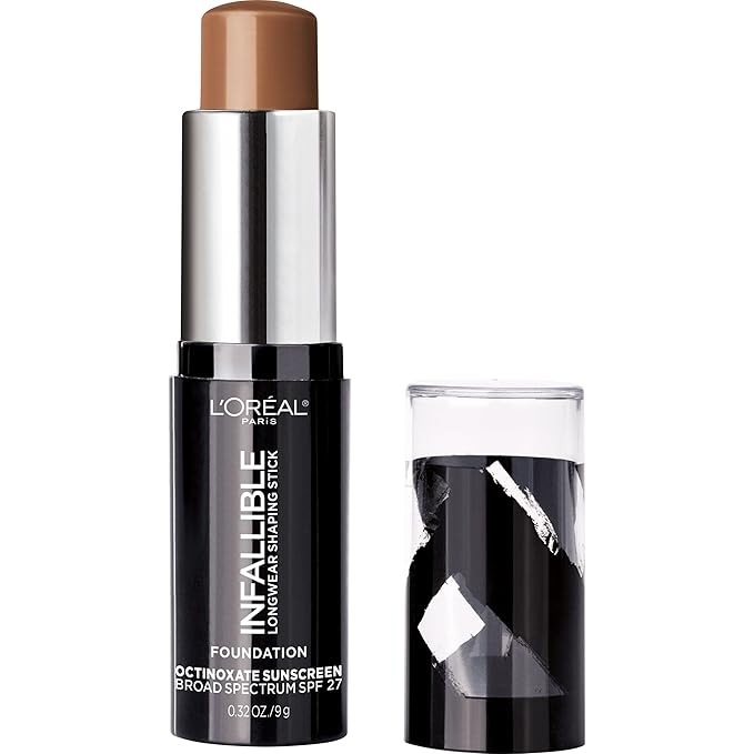 L'Oreal Paris Makeup Infallible Longwear Shaping Stick Foundation, 411 Chestnut, 1 Tube, 0.32 Ounce-VivaGrace Women