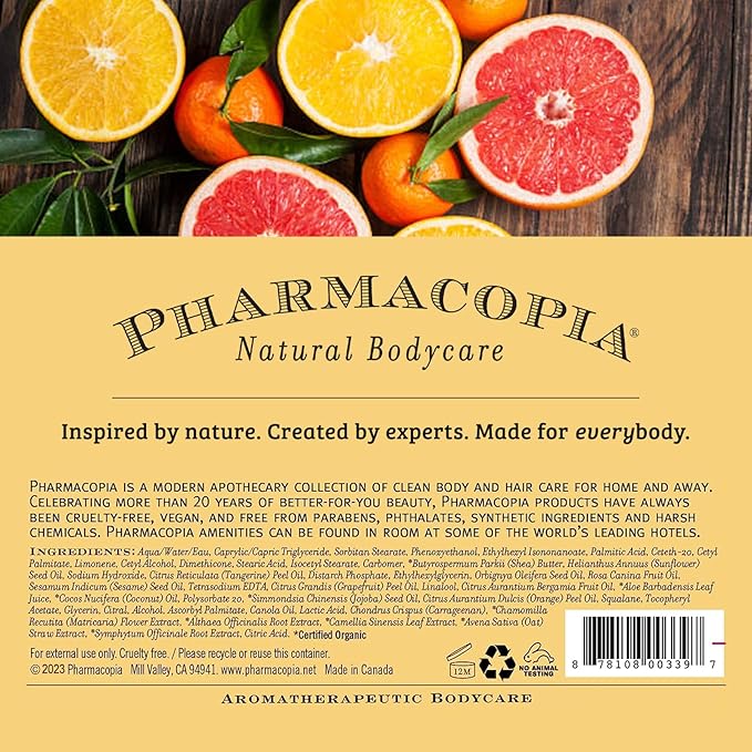 Pharmacopia Citrus Shampoo - Natural Hair Care with Plant Based & Organic Ingredients Aloe Vera, Jojoba Oil, Coconut Oil, and Chamomile Extract - Vegan, Cruelty Free, No Parabens or Sulfates, 16 oz-VivaGrace Women