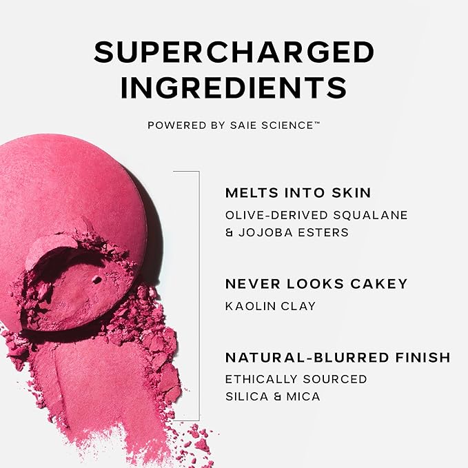 Saie SuperSuede Baked Blush - Talc-Free Powder Blush for All Day Wear - Enriched with Plant-Derived Squalane + Glycerin to Help Moisturize Dry Skin - Grazie (0.1 Ounce)-VivaGrace Women