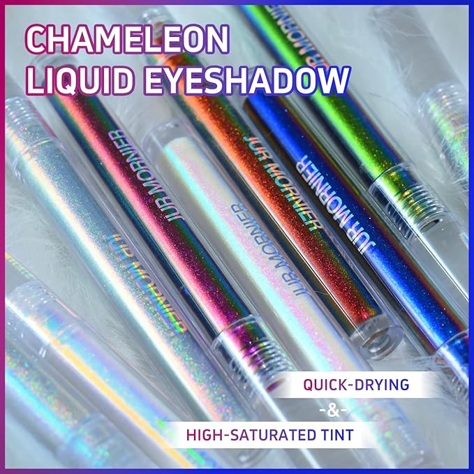 Multichrome Liquid Eyeshadow Set, 3 Colors Multi-Dimensional Eye Liner Makeup, High Pigment Waterproof Metallic, Ultra Fine Tip Glitter (104+105+106)