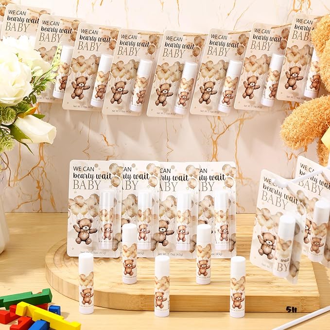 30 Pack Bear Baby Shower Party Gifts Favors Gifts Bulk Lip Balms for Guests Woman Man Entertainment Neutral Gender Reveal Favors Baby Shower Prizes Souvenirs Baby Gift Bags Stuffers-VivaGrace Women