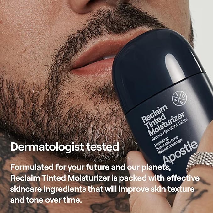 APOSTLE Reclaim Tinted Moisturizer for Men (3 Port Antonio) - Niacinamide, Vitamin E, Squalane, Hyaluronic Acid, Tinted Face Moisturizer For Men. Hydrates, Evens Skin Tone, 1 Fl. Oz.-VivaGrace Women