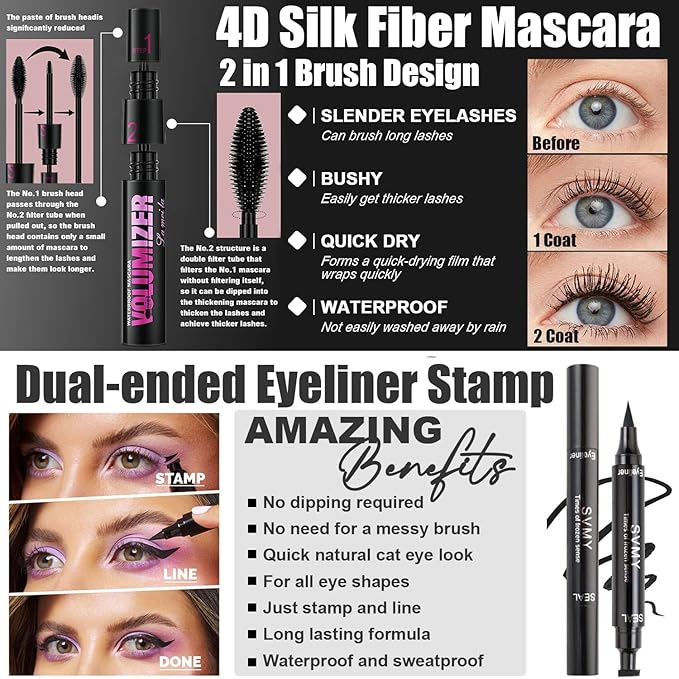 All in One Makeup Kit,Includes Naked Eyeshadow,CC Cream,Liquid Foundation,Lipstick Set,Mascara,Makeup Brush,Makeup Sponge,Eyebrow Pencil,Eyebrow Soap,Eyeliner Stamp, Primer,Contour Stick,Cosmetic Bag-VivaGrace Women