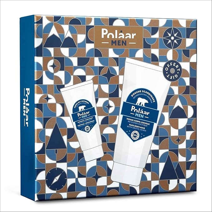 Polåar Men - Set for Men’s Skin Care - Moisturizing Cream with Siberian Olive + Shower Gel with Arctic Lichen - 2 Face, Body and Hair Treatments - Vegan, Curelty Free, Made in France-VivaGrace Women