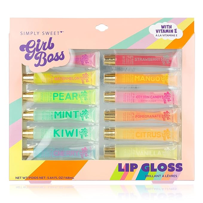 Expressions 12pc Clear Lip Gloss Pack – Lip Oils with Vitamin E and Essential Oils, Flavored Lip Gloss Clear Tubes, Hydrating Lip Glow Oil, Tinted Lip Oil, Lip Moisturizer-VivaGrace Women