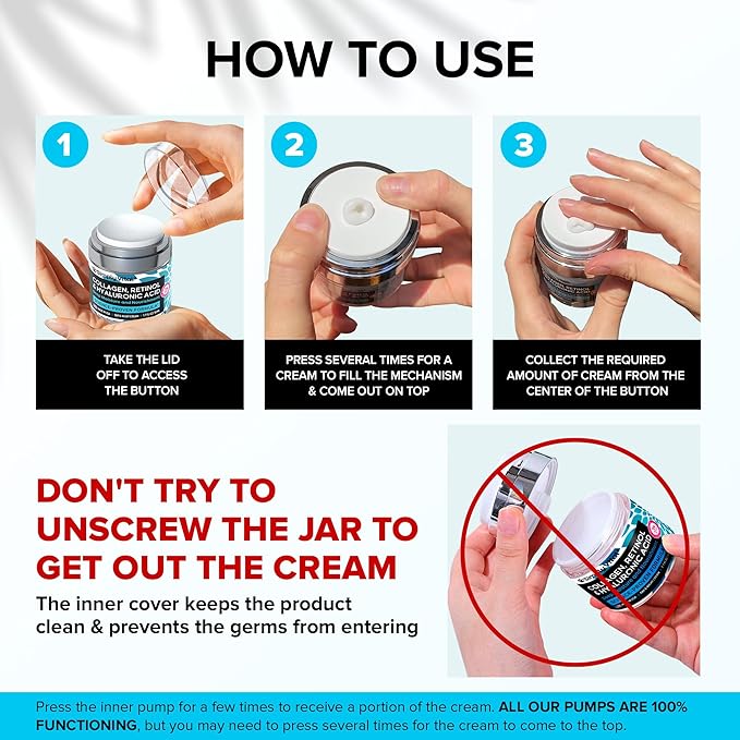 SimplyVital Collagen Face Moisturizer - Anti-Aging Retinol Cream for Face, Neck & Décolleté with Hyaluronic Acid - Made in USA, Daily Moisturizer Face Cream, 2-Pack-VivaGrace Women