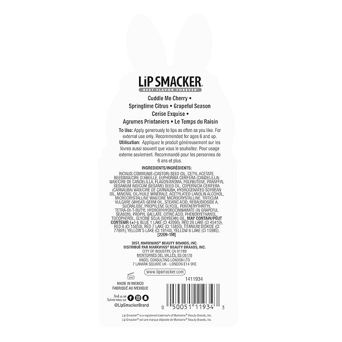 Lip Smacker Easter Lip Balm Trio Card - Bunny | Easter Basket Stuffers for Children-VivaGrace Women