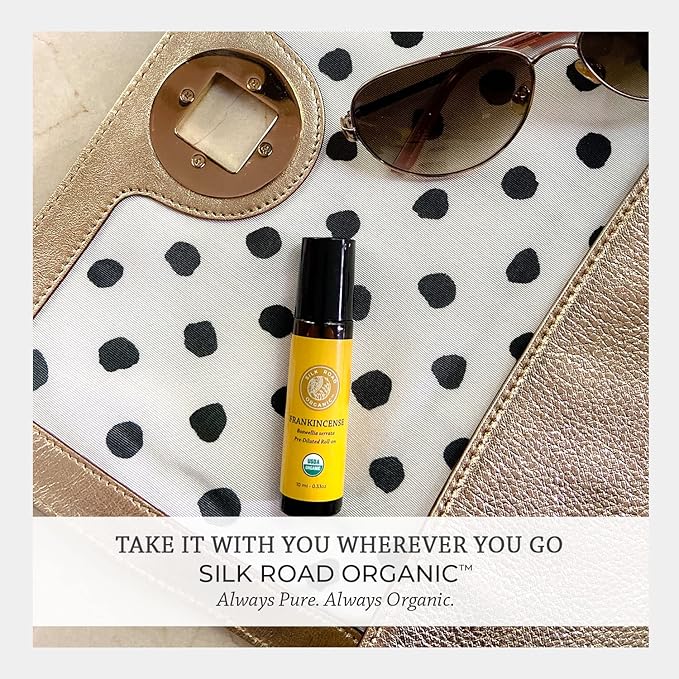 Silk Road Organic Frankincense Serrata Essential Oil Roll on, 100% Pure USDA Certified Aromatherapy for Skin Health, Aging, Fine Lines & Body Aches - 10 ml Roller-VivaGrace Women