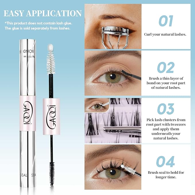 GAQQI Lash Clusters Volume & Wispy Eyelash Clusters 10-14mm Cluster Lashes 120PCS, Cluster Eyelash Extensions C Curl, Ultra-thin & Soft Clear Band False Lashes Wide Band (WING)-VivaGrace Women