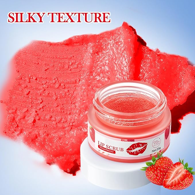 2PCS Strawberry & Orange Conditioning Lip Scrub Kit,Moisturizing Lip Sleeping Mask Long Lasting Hydrating Lip Scrubber Exfoliator Lip Care Products for Men & Women-VivaGrace Women