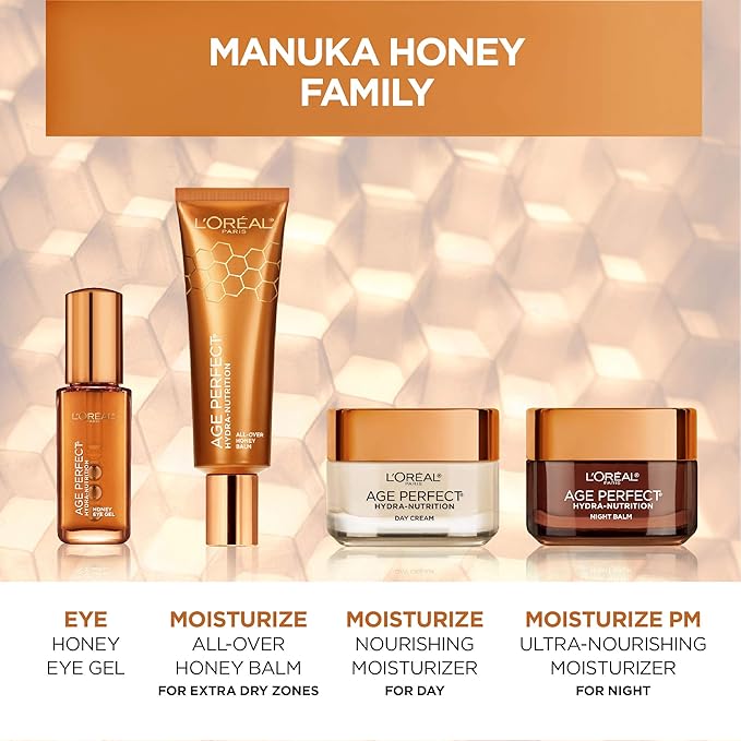 L'Oreal Paris Skincare Age Perfect Hydra-Nutrition All-Over Balm with Manuka Honey Extract and Nurturing Oils, to Soothe and Rescue Dry Skin, Paraben Free, 1.7 oz.-VivaGrace Women