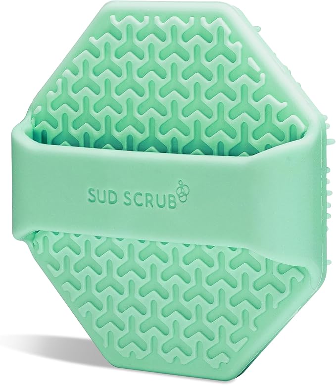 Sud Scrub® Antimicrobial Silicone Face Scrubber, 1 Pack, Gentle Face Exfoliator for Sensitive Skin, Eco Friendly Facial Cleansing Brush, Exfoliating Face Brush for Men and Women (Mint)-VivaGrace Women