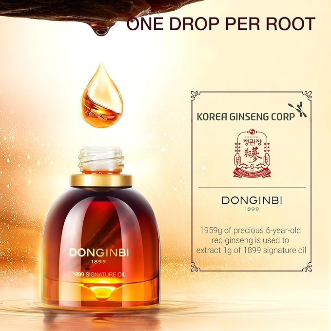 Donginbi 1899 Signature Oil - Skin Barrier Repair & Firming Face Oil for Women, Jojoba Seed Oil & Sweet Almond Oil for Sensitive Skin, Korean Red Ginseng Skin Care, 0.52 floz / 15ml-VivaGrace Women