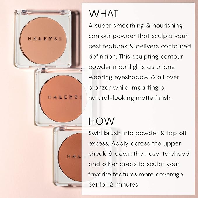 HALEYS Re-sculpt Smoothing Contour Powder (Medium) Lightweight, Non-Caking, Nourishing & Skin-Softening, Infused with Shea Butter & Chamomile Flower Water to Soothe Skin-VivaGrace Women