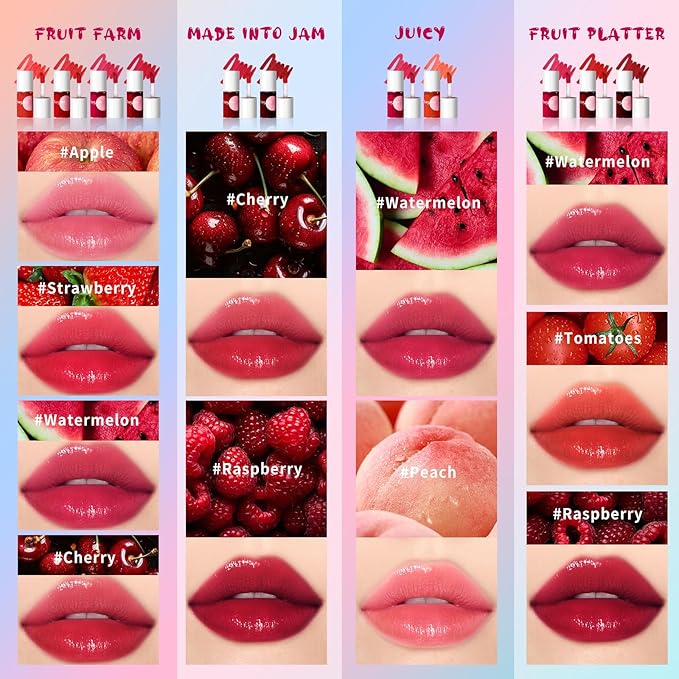Lip Tint Stain, Long Lasting Korean Lip Stain Set, Non-sticky Waterproof Lightweight Lip and Cheek Tint, Moisturizing High Pigment Water Tint, Matte Finish Lip Tint-VivaGrace Women