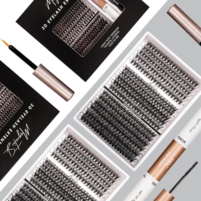 DIY Lash Extensions Kit 320pcs Individual Lashes Clusters 40D 50D 100D D Curl Eyelash Extension Kit with Applicator and Lash Bond&Seal, Lash Remover For False Eyelash Mix 11-20mm (40D+50D+100D KIT)-VivaGrace Women