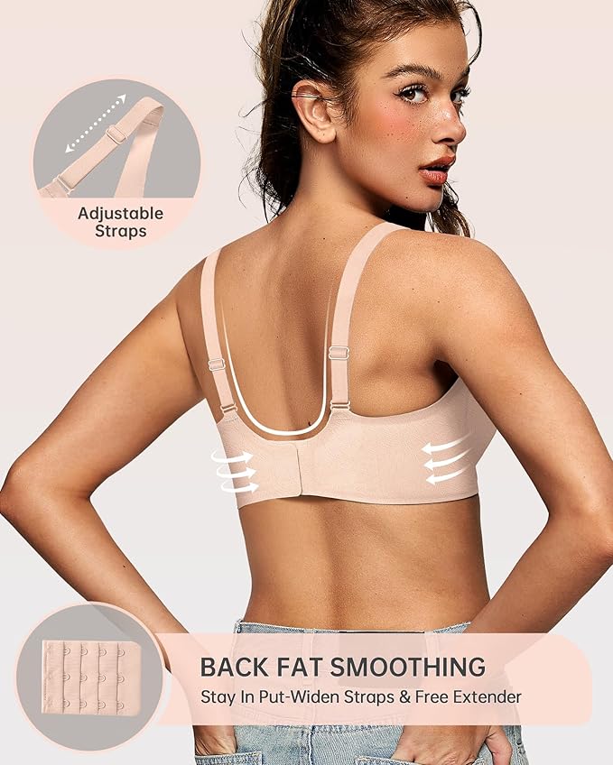 OEAK Womens Deep V Bras Wireless Comfortable Bra Supportive No Underwire Bras Tshirt Push Up Bralettes Plunge Seamless Bra-VivaGrace Women