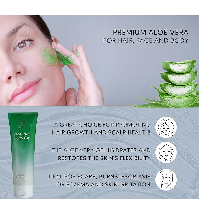 L’EUDINE Aloe Vera Gel - 8Fl Oz - Natural Aloe Gel for Skin Care - Premium Aloe for Sunburn Relief, Burns, and After Sun Care - Aloe Gel for Face, Body - Aloe Vera for Scar Treatment-VivaGrace Women