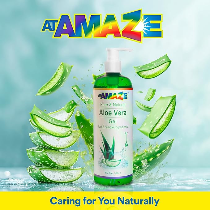 Aloe Vera Gel for Hair and Skin, Hydrating & Non-Sticky, Soothes Scalp and Skin, No Strong Scent, Lightweight & Fast-Absorbing Pure Aloe Vera Gel for Body, 16.7 fl oz (500 ml)-VivaGrace Women