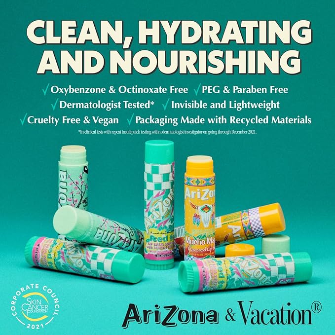 AriZona Iced Tea SPF 30 Lip Balms 3-Pack by Vacation Sunscreen, Hydrating Lip Sunscreen Chapstick, Water Resistant Vegan Sunscreen Lip Balm, 3 Iconic Flavors, Limited Edition SPF Chapstick (Pack of 3)-VivaGrace Women