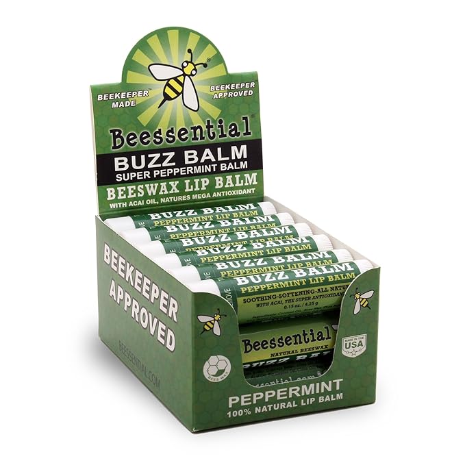Beessential Natural Bulk Lip Balm, Peppermint, 18 Pack | For Men, Women, and Children. Great for Gifts, Showers, & More-VivaGrace Women