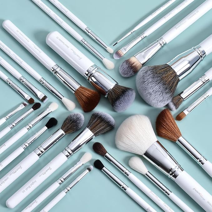 Professional Makeup Artist Brushes Set 26Pcs Real Natural Goat Hair Labeled White Makeup Brush Set with Foundation Powder blush concealer blending eyeshadow contour make up brushes set-VivaGrace Women