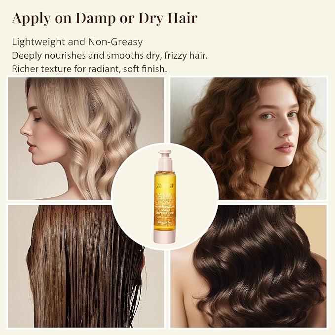 Leave-In Hair Oil with Frankincense & Lavender – Natural Essential Oil Aroma, Deep Nourishment & Frizz Control for Dry, Damaged Hair – Lightweight No-Rinse Oil, 3.4 fl oz (100ml)-VivaGrace Women