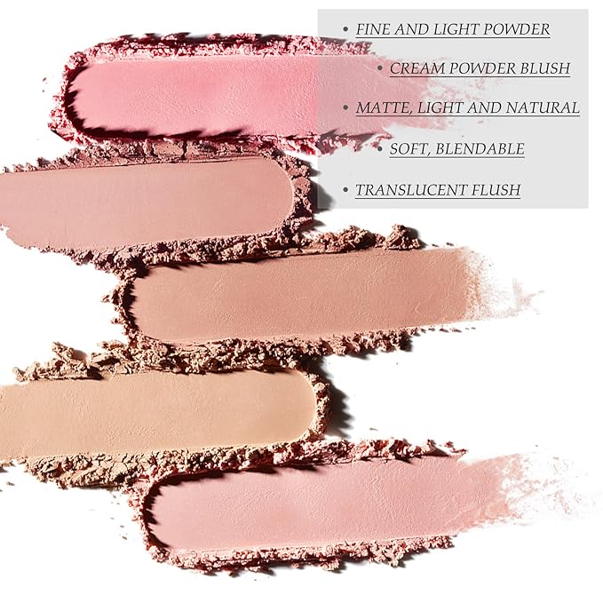Boobeen Powder Blush, Single Color Blush Face Blush Palette Matte Baked Cream Blush Makeup Powder, High Pigment Pressed Blush for Create a Natural Cheek Flushed Look (06#)-VivaGrace Women