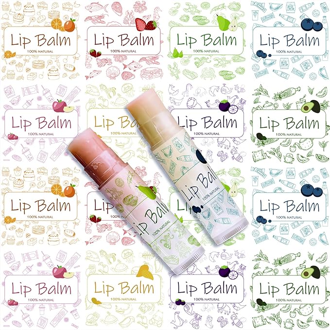 CRASPIRE Lip Balm Labels 80pcs Homemade Lip Balm Labels 2” Clear Lip Balm Labels for Tubes Printable Waterproof Lip Balm Stickers Labels for Lip Balm Handcream Candle Container(Food Logo)-VivaGrace Women
