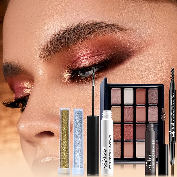 All-in-one Holiday Makeup Gift Set | Full Makeup Kit for Women Multipurpose Essential Bundle Include Eyeshadow Palette Lipstick Blush Concealer Face Powder Eyeliner Mascara Lipgloss Brush-VivaGrace Women