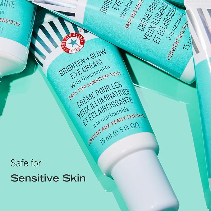 First Aid Beauty Brighten + Glow Niacinamide Eye Cream – Illuminating Brightening Cream to Help Hydrate & Reduce the Look of Dark Circles – 0.5 oz.-VivaGrace Women