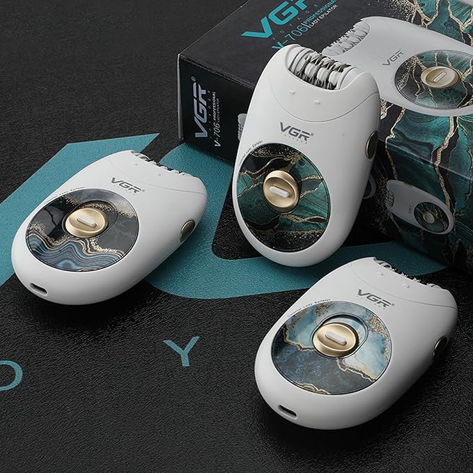 VGR 706 Professional Epilator for Women,Portable Cordless Smooth Glide Hair Removal Device for Legs, Underarm, Back,Full-Body Epilator with 18 Tweezers System, 2 Speeds Hair Removal with Silent Design