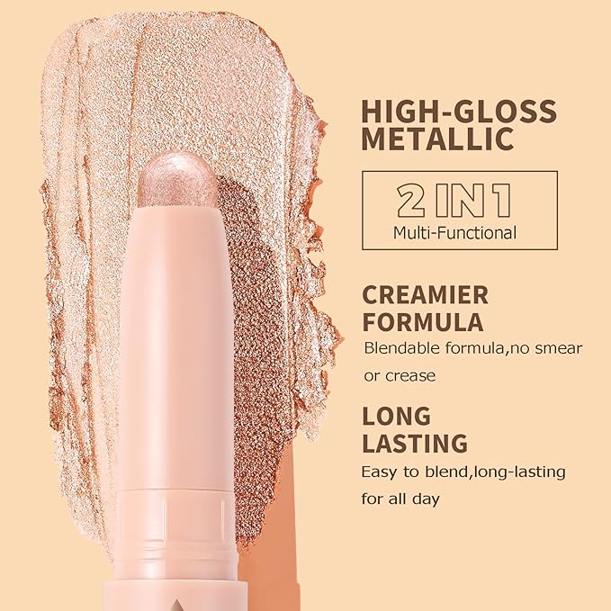 docolor White Waterproof Eyeliner Pen Longwearing with Ultra-Fine Tip Liquid Eye Liner and 2Pcs Eyeshadow Stick Cream Eye Shadow Stick Brightener Eyeshadow Pencil Crayon Highlighter Eye Shadow Stick