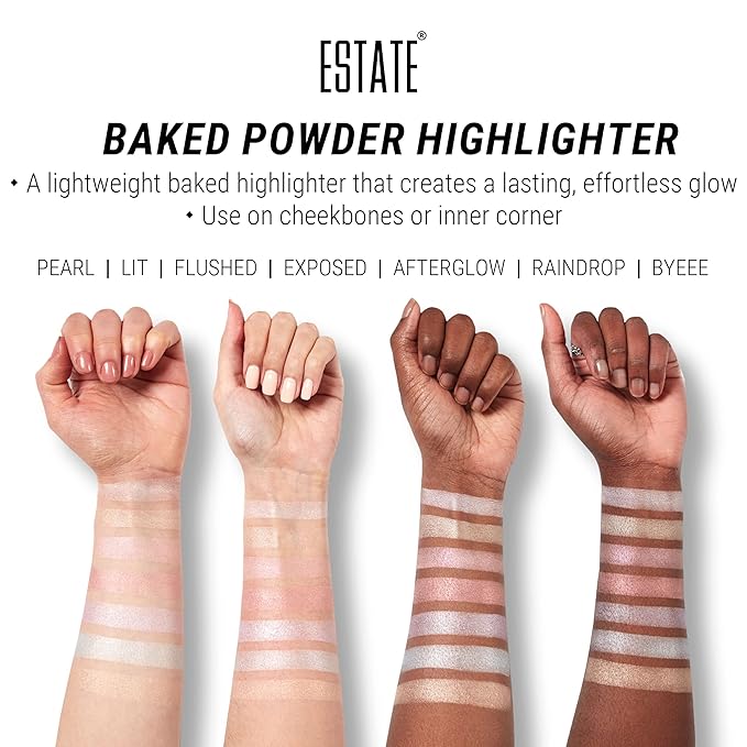 Estate Cosmetics Dew Me Baked Highlighter – Cheek, Eyes & Face Pressed Powder – 3 g (0.1 oz) (Exposed)-VivaGrace Women
