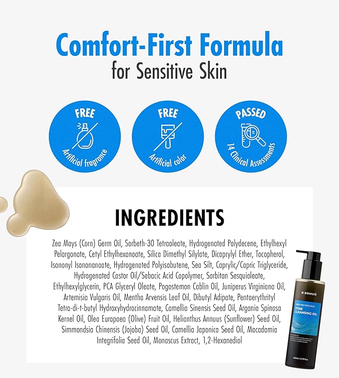 Deep Melting Mud Pore Cleansing Oil - Gentle Make Up Facial Oil Cleanser with Boryeong Mud, Sunflower Seed & 7 Fermented Oils - Vegan & Non-Comedogenic Korean Skincare (6.76 fl oz)-VivaGrace Women