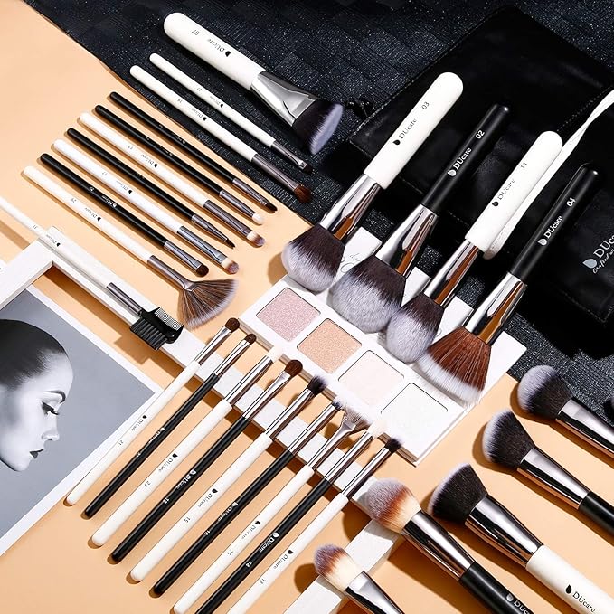 DUcare Professional Makeup Brushes 31Pcs Panda Series Makeup Brush Set Kabuki Foundation Blending Face Powder Blush Concealers Eye Shadows With Leather Case Organizer-VivaGrace Women