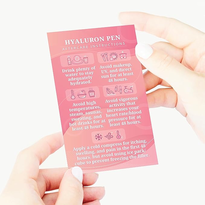 100 Pack - Premium Hyaluron Pen Lip Filler Aftercare Instructions Card 2 x 3.5" Accessories Supplies Kit Care - HP01A100_N-VivaGrace Women