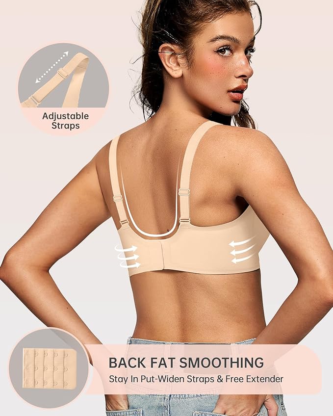 OEAK Womens Deep V Bras Wireless Comfortable Bra Supportive No Underwire Bras Tshirt Push Up Bralettes Plunge Seamless Bra-VivaGrace Women
