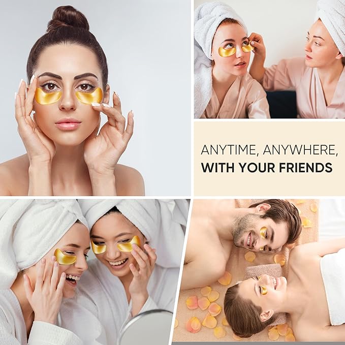 100Pcs/50Pairs Under Eye Patches Gold for Dark Circles, Puffy Eyes, and Wrinkles, 24K Gold Eye Mask for Face, Eye Cream for Men and Women-VivaGrace Women