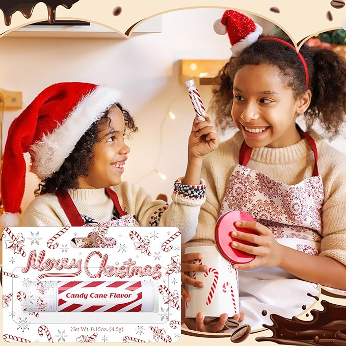 25 Pcs Christmas Lip Balms Stocking Goodie Bags Stuffers Bulk Xmas Gifts Candy Hot Cocoa Cookie Cinnamon Gingebread Biscuits Flavor 5 Style Holiday Treat Small Gifts Party Supplies-VivaGrace Women