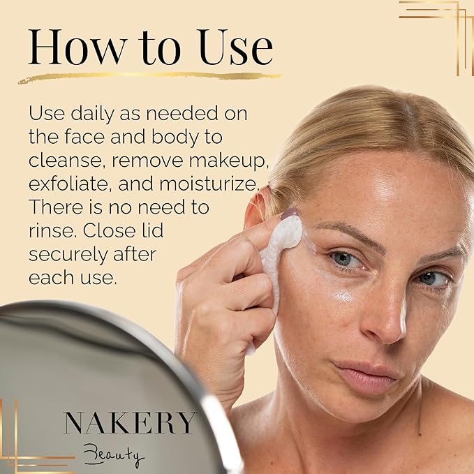 NAKERY 5 in 1 Infused Makeup Remover Wipes for Face - Gentle Cleansing for Women - Eye Makeup Remover for Sensitive Skin - Anti Aging Exfoliating