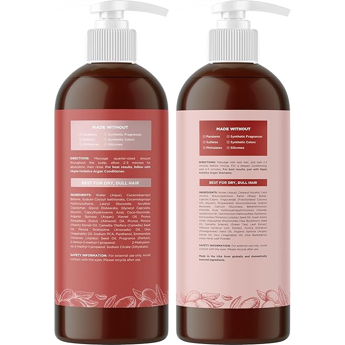Argan Oil Shampoo and Conditioner for Dry Hair - Paraben and Sulfate Free Shampoo and Conditioner Set for Dry Hair Frizz Curl Care and Split Ends - Moisturizing Argan Shampoo and Conditioner Set-VivaGrace Women