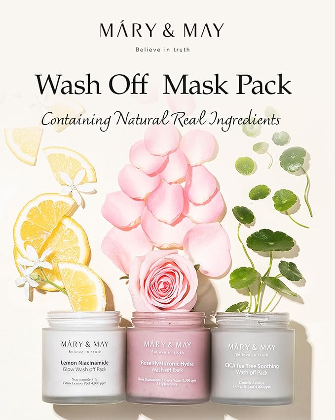 Mary&May Vegan Cica Tea Tree Soothing Wash Off Pack - Natural Centella Clay Mask for Sensitive Skin, Relieves Irritation, Cleanses Pores, and Hydrates, 4.23oz.-VivaGrace Women