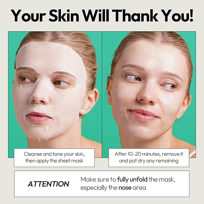LAPCOS Cica Sheet Mask, Daily Face Mask with Cantella Plant Extract to Regenerate and Revitalize Skin, Korean Beauty Favorite, 5-Pack-VivaGrace Women