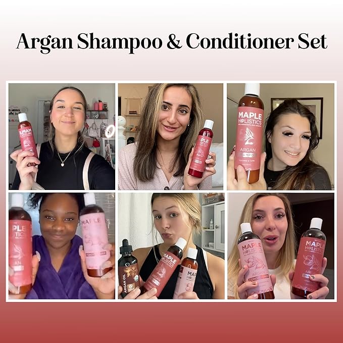 Argan Oil Shampoo and Conditioner for Dry Hair - Paraben and Sulfate Free Shampoo and Conditioner Set for Dry Hair Frizz Curl Care and Split Ends - Moisturizing Argan Shampoo and Conditioner Set-VivaGrace Women