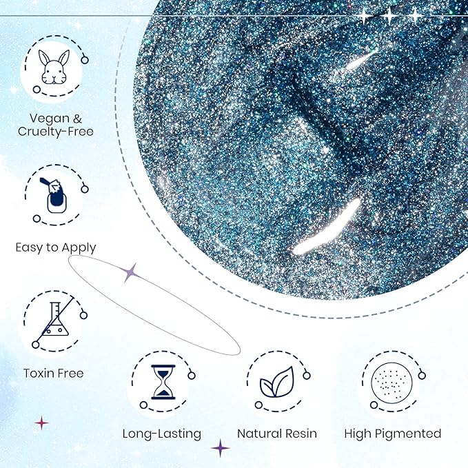 Reflective Cat Eye Gel Nail Polish Sparkling Holographic Magnetic Nail Polish Gel 9D Cateye Gel Polish Set 12 Colors with Magnet for Home DIY Manicure Nail Salon
