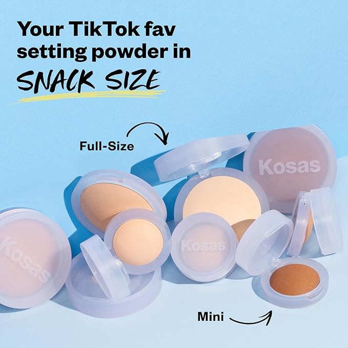 Kosas Mini Cloud Set Face Setting Powder - Smoothing Shine Control, Soft, Sheer Setting Translucent Makeup Finish, Portable & Long-Lasting (Silky)-VivaGrace Women