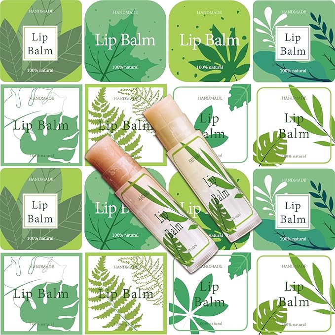 CRASPIRE Lip Balm Labels 80pcs Homemade Lip Balm Labels 2” Clear Lip Balm Labels for Tubes Printable Waterproof Lip Balm Stickers Labels for Lip Balm Handcream Candle Container(Leaves-Green)-VivaGrace Women