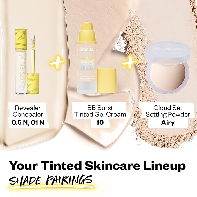 Kosas BB Burst Tinted Face Gel Cream - Supports Healthy Collagen, Smoothes Skin, Hydrates & Moisturizes - Lightweight Buildable Coverage - Very Light Neutral 10, Natural Finish (1 Oz/30 ML)-VivaGrace Women